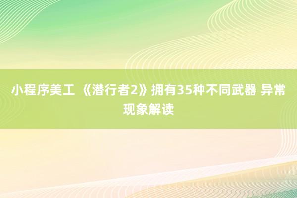 小程序美工 《潜行者2》拥有35种不同武器 异常现象解读